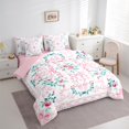 thumbnail image 3 of jejeloiu Cute Bowtie Ribbon 7 Pieces Bedding Comforter Set,Rustic Flowers Full Bedding Set,Retro Damask Floral Fitted Sheet Flat Sheet For Girls Kids,Microfiber Bedroom Decor Reversible, 3 of 8