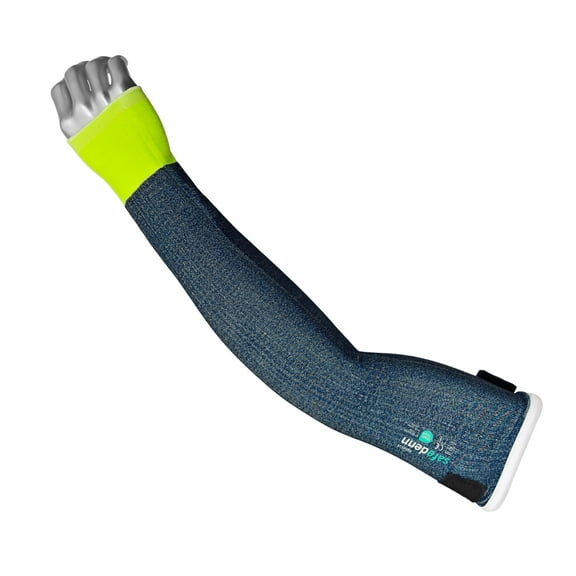 1 Pair, One Size, Adjustable Hook-Loop Closure Cut-Resistant Sleeves Navy Blue for Outdoor Work