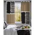 thumbnail image 3 of Brown Black Sheer Curtains 39 Inch Length 2 Panels Set for Living Room/Bedroom, Farmhouse Striped Modern Abstract Art Kitchen Curtains Grommet Semi-Sheer Curtains Drapes Window Treatments 27.5"x39"x2, 3 of 7
