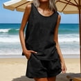 thumbnail image 2 of CHUMUD Womens Cotton Linen 2 Piece Matching Lounge Set Sleeveless Tank Top Shorts Set with Pockets Summer Casual Going Out, 2 of 7
