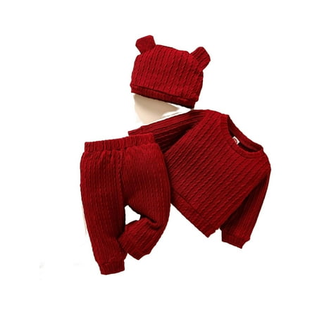 

Casual Plain Round Neck Long Sleeve Burgundy Baby Sets (Baby s)