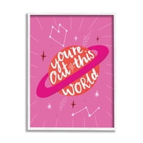 Stupell Industries You're Out of This World Phrase Valentine Pink Planet, 16 x 20, Designed by Louise Allen