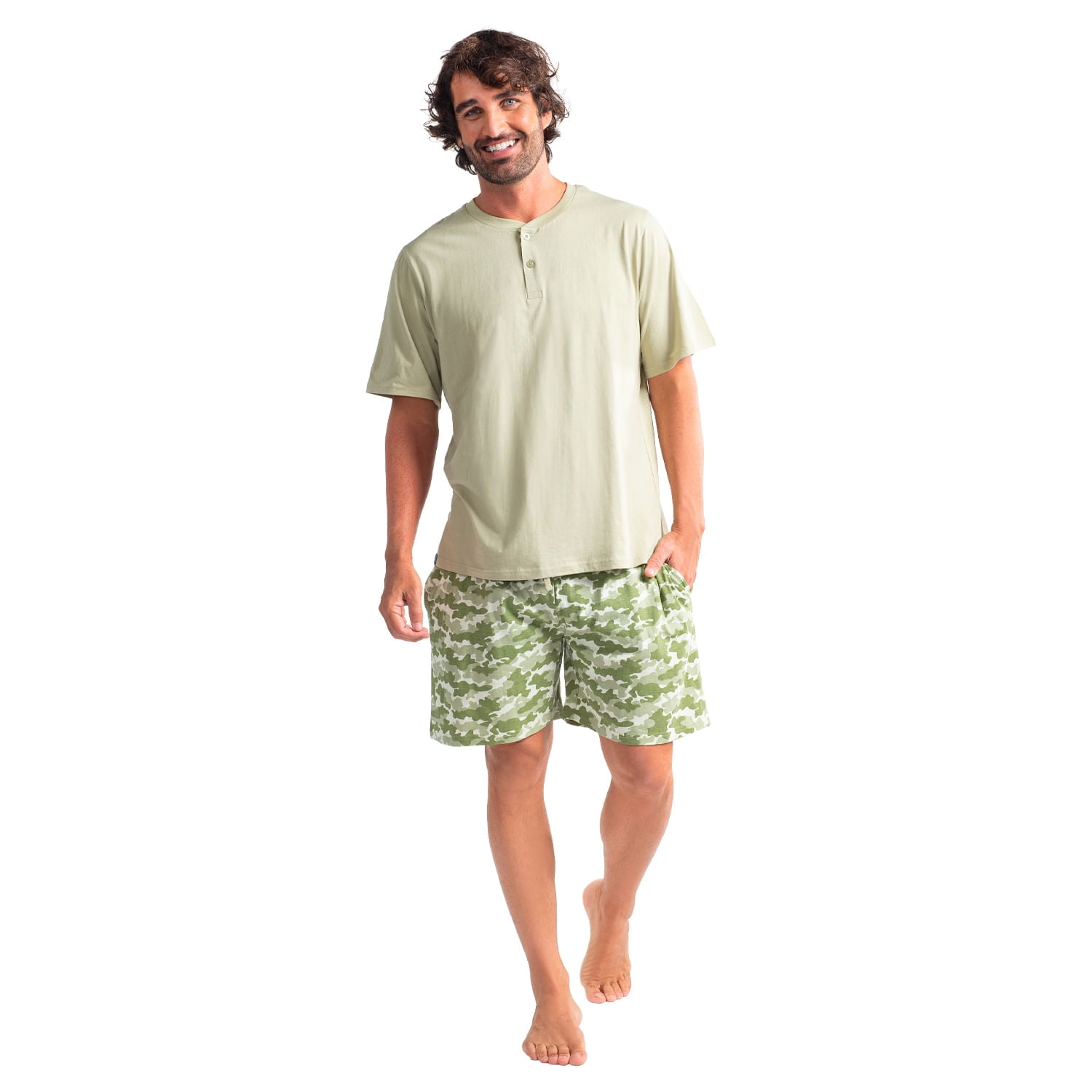 Pijama Corto Diseño Liso Algodón Hombre Talla Xl