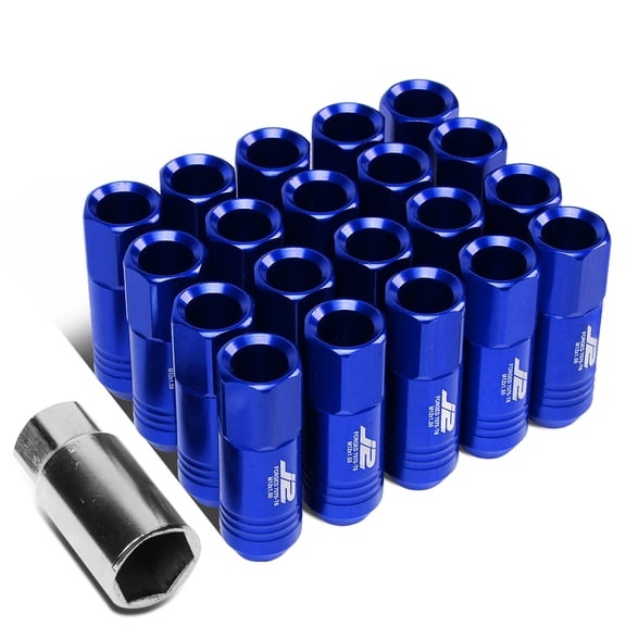 J2 Engineering LN-T7-009-15-BL J2 Engineering 7075 -T6 Forged Aluminum M12X1.5 20Pcs 60mm Height Open -End Lug Nut Sets w / Socket Adapter (Blue)
