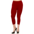 thumbnail image 4 of COUVER Women Seamless Stretch Capri Leggings, Burgundy, Plus Size, 4 of 8