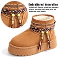 thumbnail image 4 of Knivor Platform Ankle Booties for Women Faux Fur Lined Braided Tassel Strap Non Slip Cold Weather Short Warm Winter Footwear, 4 of 9