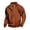 Orange, variant on Men's Fake Sweater Stripe Print Stand Collar Sweatshirt with 3 Buttons, Outdoor Casual Button Front Pullover,Army Green,L