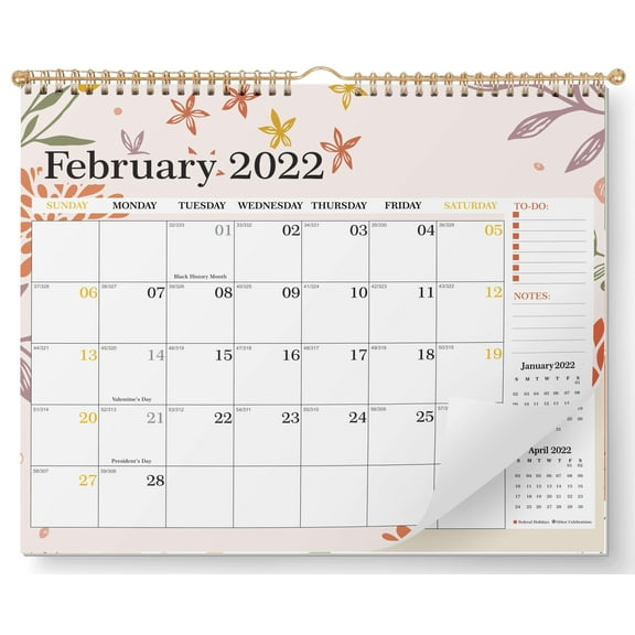 Inkdotpot11"x8.5"WallCalendar-Runs until December 2023Hanging Spiral Bound MonthlyCalendar2022-2023 for Home or Office  Bonus Sticker Sheet -Florals