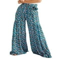 thumbnail image 1 of Boho Pantalons de Plage pour Femmes Taille Haute Décontractée Ample Jambe Large Droite Imprimée, 1 of 6