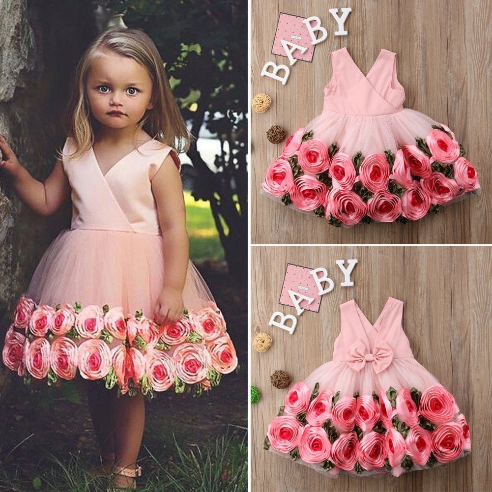 rose flower dress for baby girl