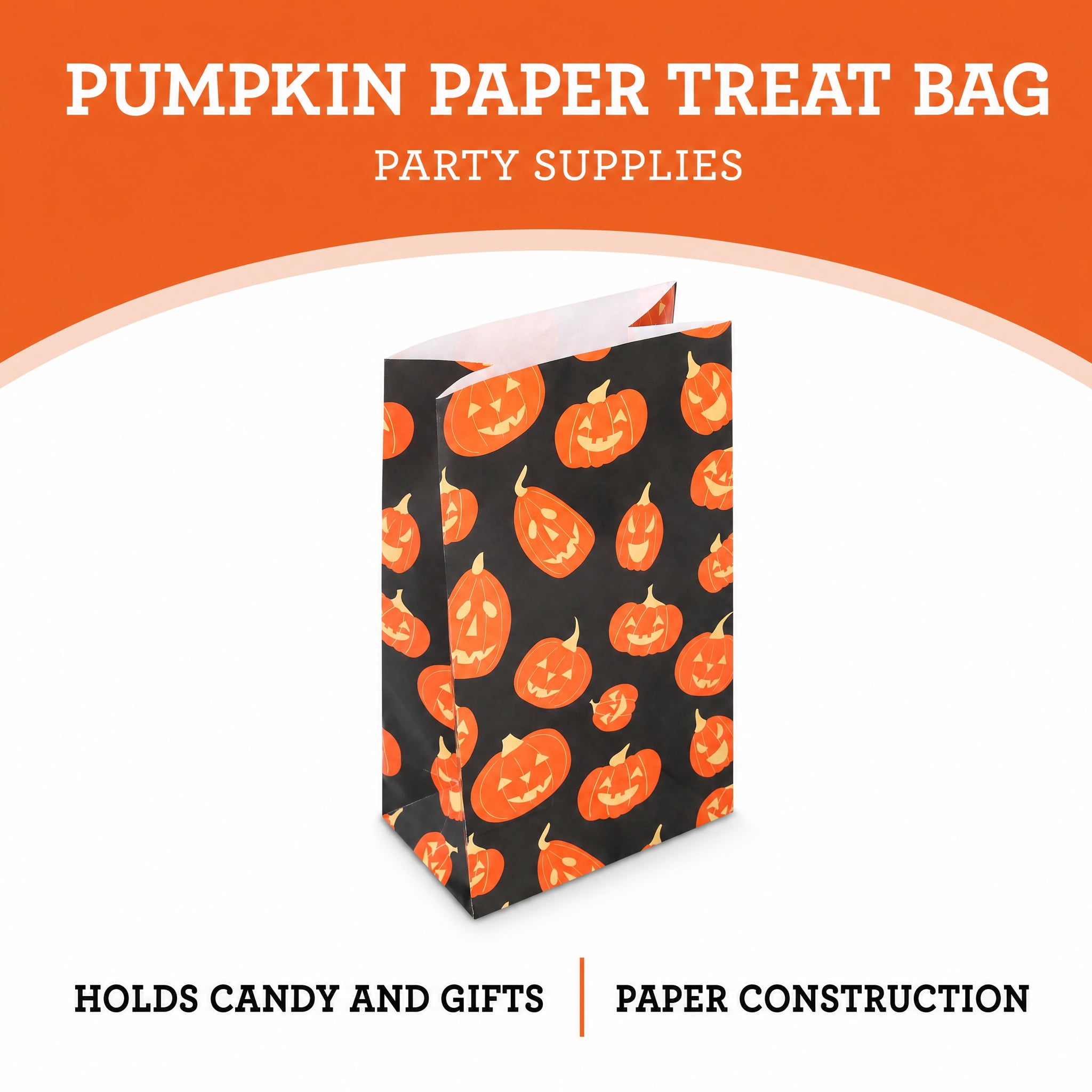 Pumpkin Paper Treat Bag, Multicolor, 6" x 3.5" x 10.5", Halloween by Way To Celebrate