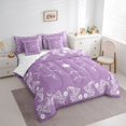 thumbnail image 2 of jejeloiu Soft Paisley 7pcs Queen Bedding,Delicate Pattern Bedding Comforter Set Queen For Adults,Purple White,Reversible, 2 of 7