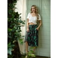 thumbnail image 6 of JWD Women's Skirts Flowy Maxi Skirt Summer Long Midi Length Casual Skirt Elegant Cool Dress with Pockets Black Green Leaf M, 6 of 10