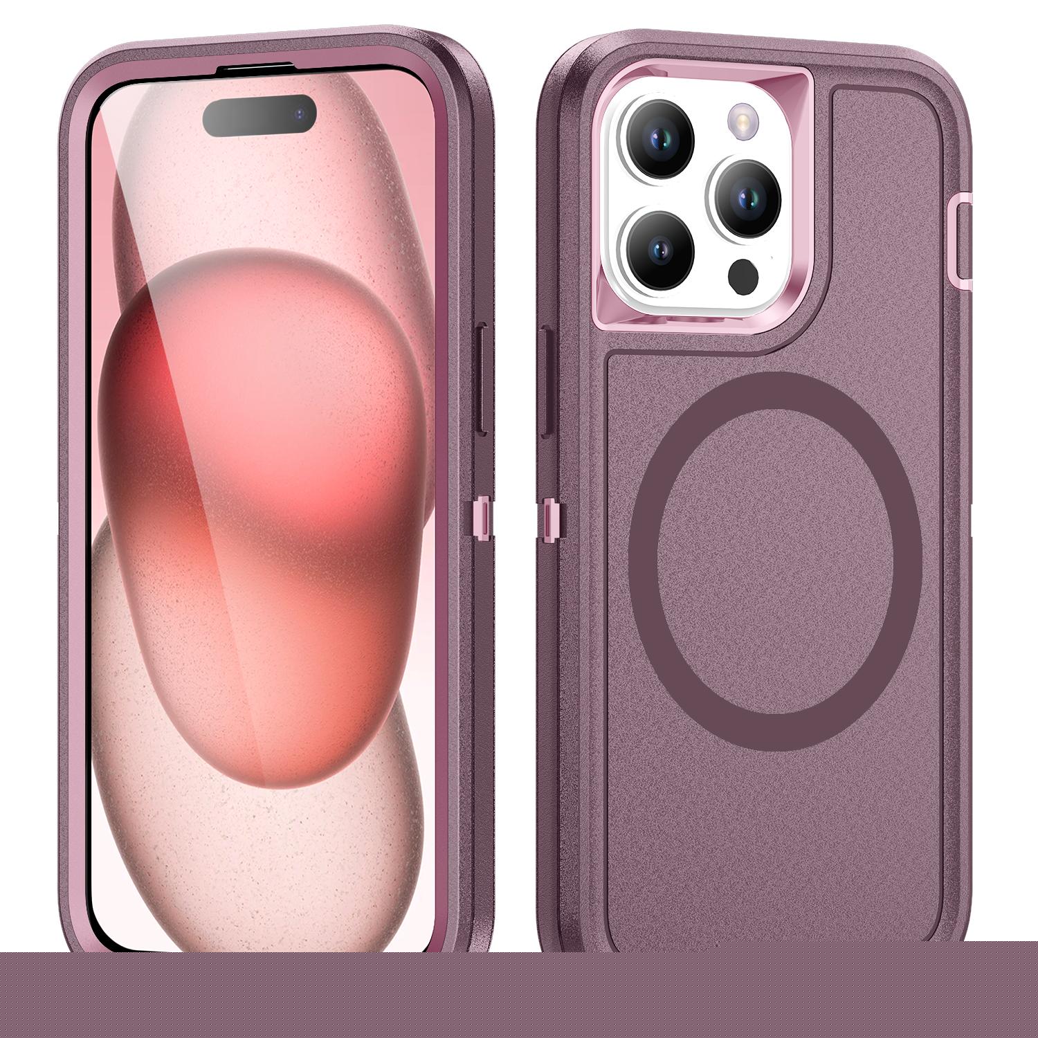 Purple+Pink, variant on Designed for iPhone 17 Pro Case, 3-in-1 Ultra Slim Protective Cover with Silicone+EVA+PC, Durable Shockproof Lightweight Magnetic Full Body Protection for iPhone 17 Pro, Black