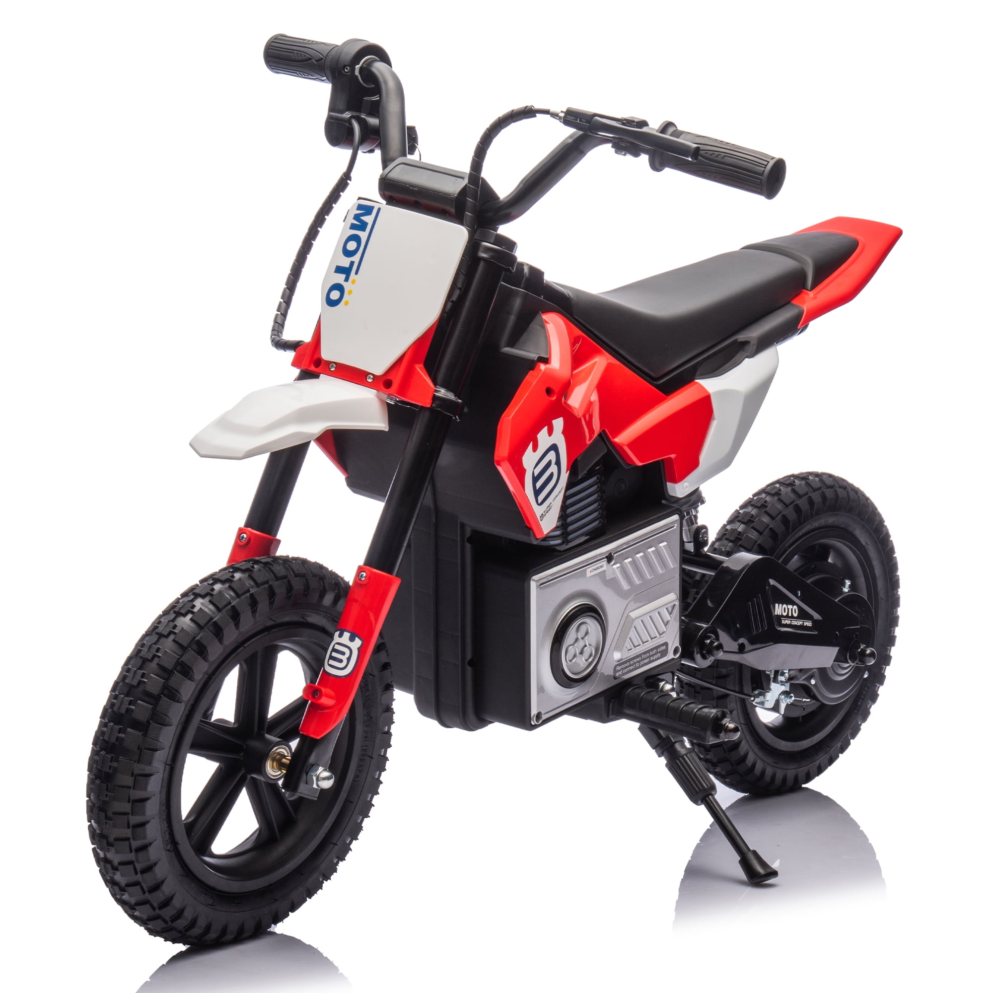 ThunderBolt 24V Electric Dirt Bike Ride-On Motorcycle for Kids 5-15, 200W Motor, 3-9MPH Adjustable Speed, LED Lights, Shock Absorber,