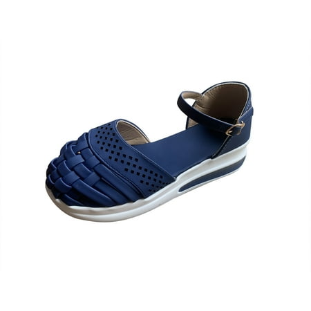 

Penkiiy Spring And Summer Thick-soled Hollow Woven Buckle Casual Women s Sandals