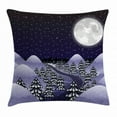 thumbnail image 1 of Northwoods Throw Pillow Cushion Cover, Snowfall at Midnight Spruce Pine Trees among the Hills Dark Forest, Decorative Square Accent Pillow Case, 20 X 20 Inches, Indigo Lilac Pale Grey, by Ambesonne, 1 of 2