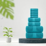 White Classic Hotel Collection Luxury 8-Piece 100% Turkish Cotton Towel Set, Aqua