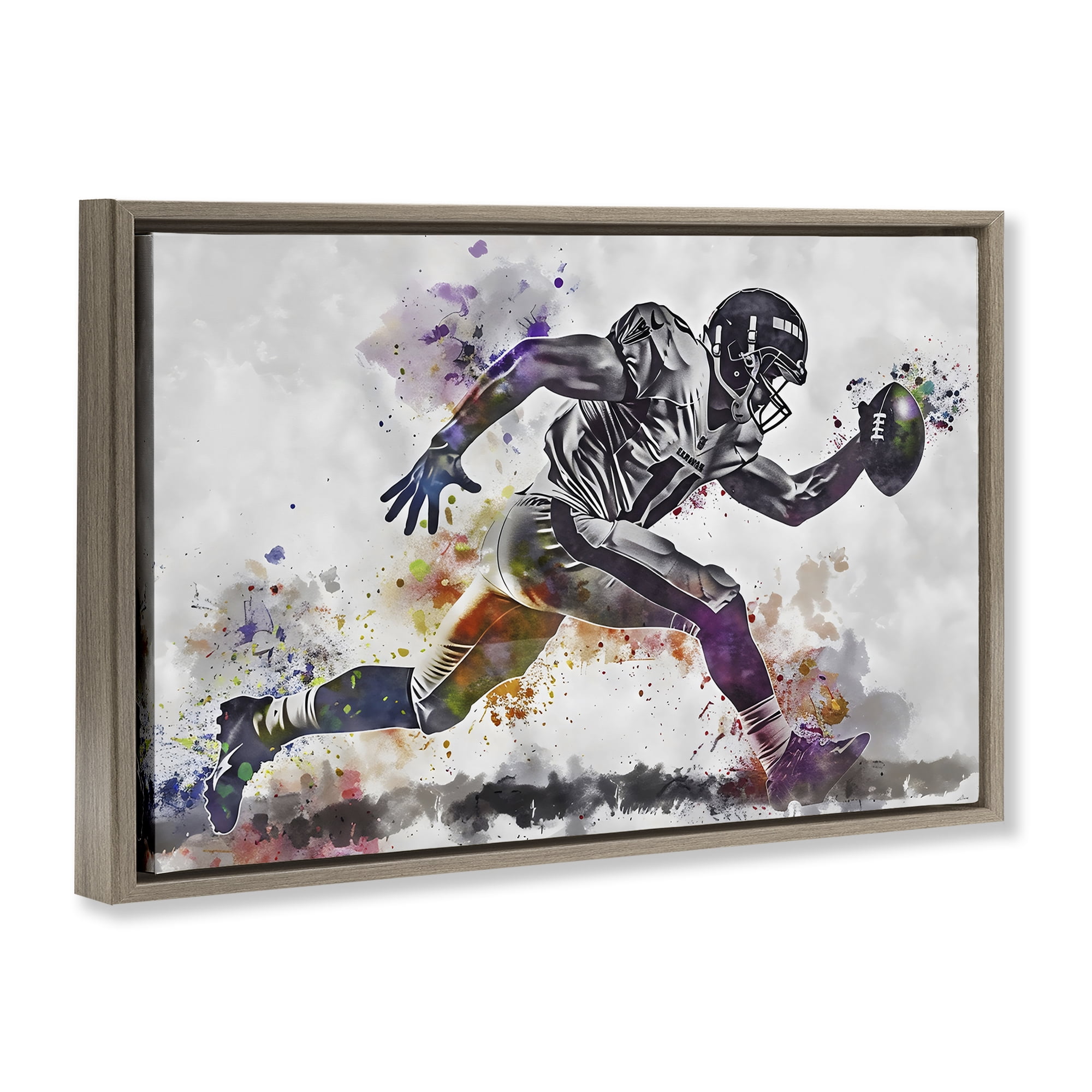 Stupell Industries Endurance Football Sprint Brown Framed Floater Canvas Wall Art, design by Creative Studio