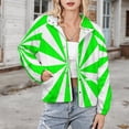 thumbnail image 3 of Jackets for Women Winter Coat Jackets Flannel Stand Collar Jacket(Aesthetic Green And White Sunburst,Size:S-4XL), 3 of 7