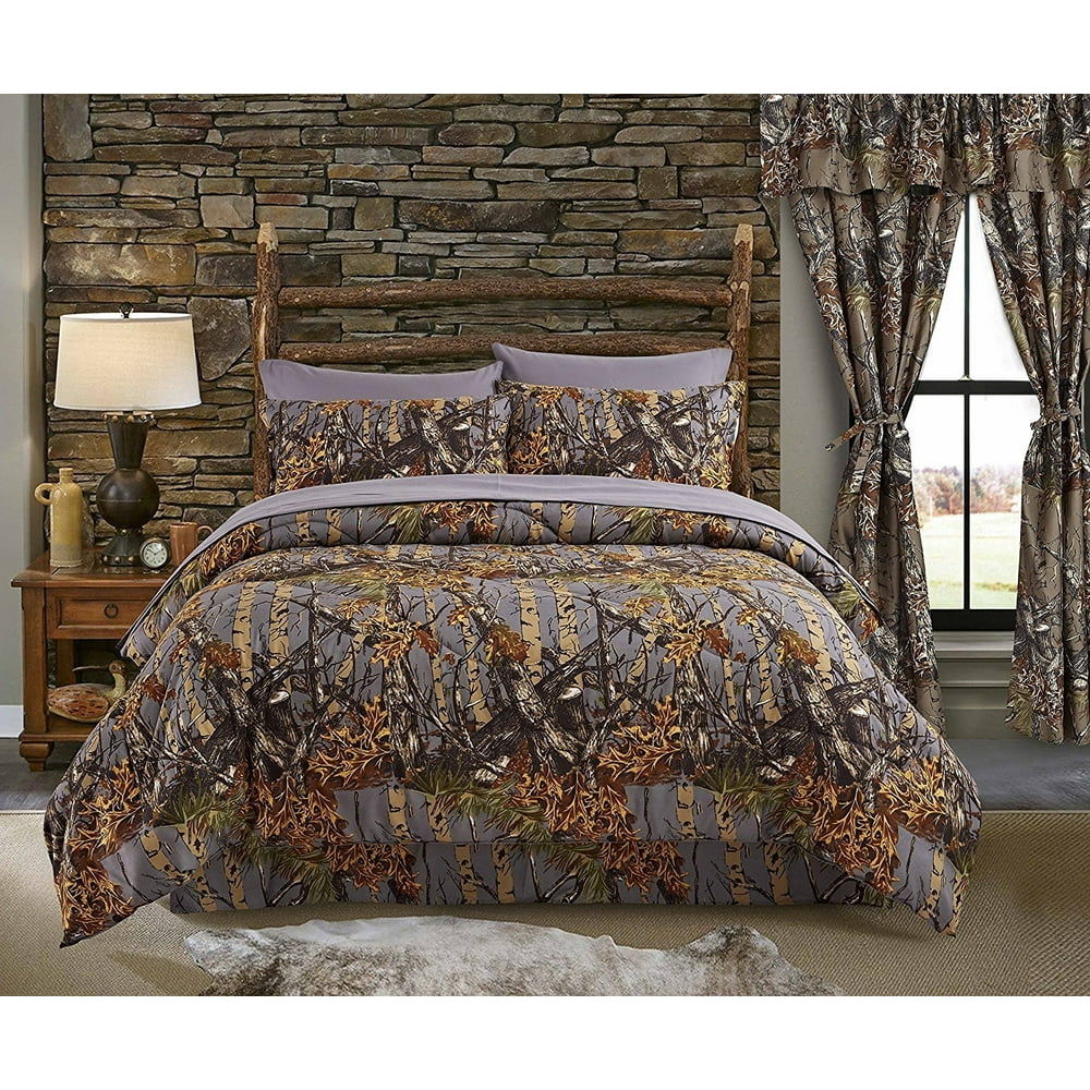 Regal Comfort The Woods Grey Camouflage Twin 5pc Premium Luxury