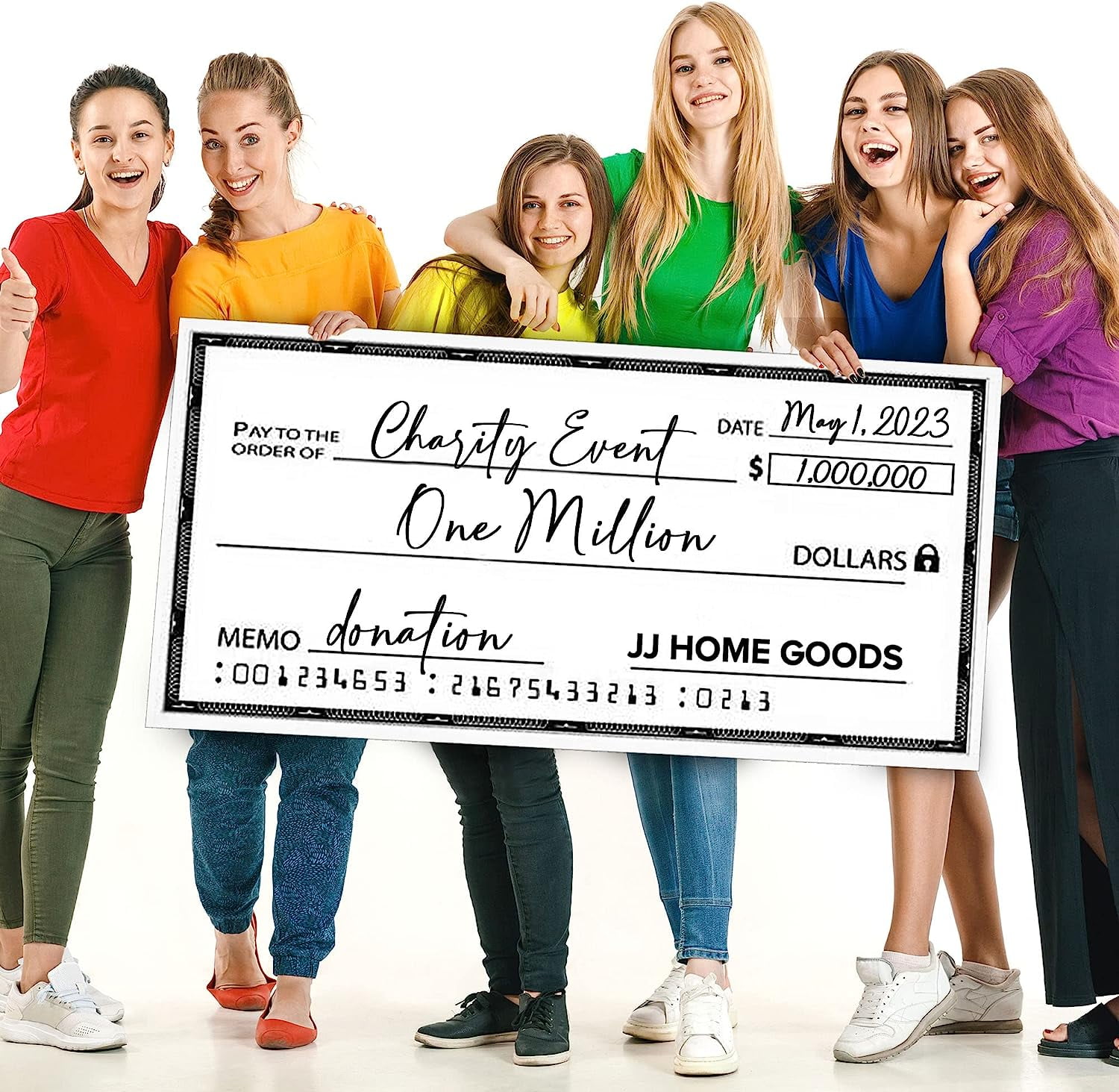 JJ CARE Giant Check [60" x 30"] Dry Erase Big Checks for