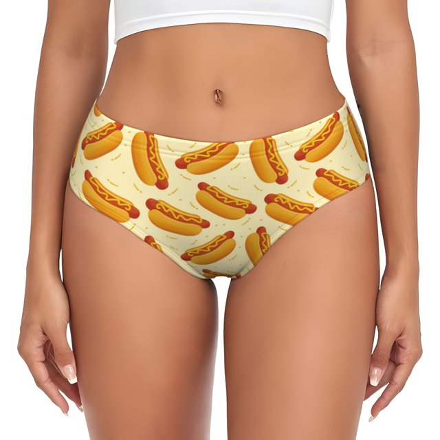 Fotbe Hot Dog 3 Calzones Estampados para Mujer – Ropa Interior de Algodón, Cómoda, Suave y Elástica-X-Large