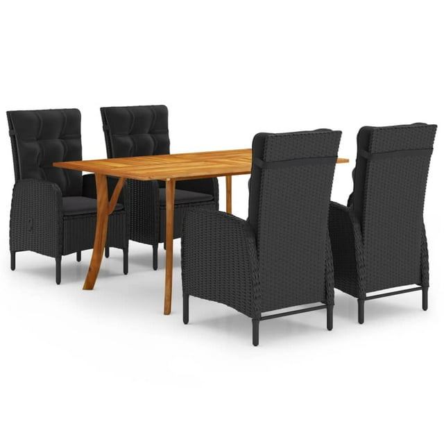 vidaXL Ensemble de Salle à Manger de Jardin 5 Pcs Noir