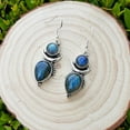 thumbnail image 2 of Zhuge Retro New Unique Design Style Dangle Drop Earrings for Women Ethnic Bohemian Vintage Jewelry (Blue), 2 of 2