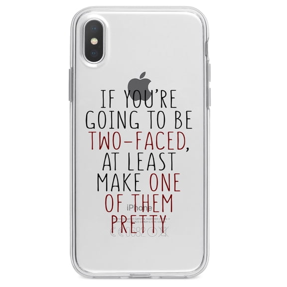 DistinctInk Clear Shockproof Hybrid Case for iPhone XR (6.1" Screen) - TPU Bumper Acrylic Back Tempered Glass Screen Protector - If You're Going to Be Two-Faced Make One Pretty