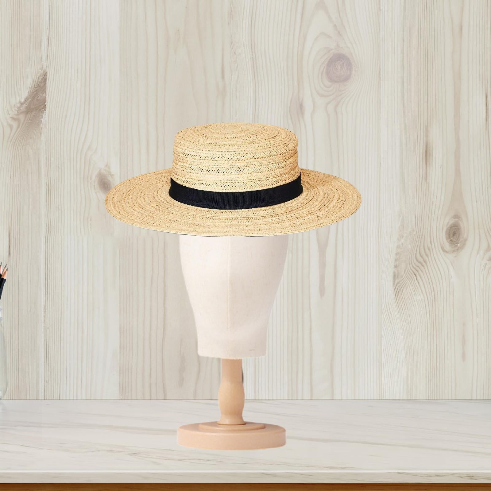 Serenable Mannequin Head Multifunctional Hat Rack Standing Stand for Cap Salon Wood Color short