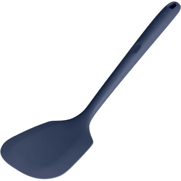 600°F Heat Resistant Silicone Turner: U-Taste 13.6in Solid Kitchen Spatula Flipper, BPA Free Flexible & Rubber Seamless Cooking Utensil for Flipping Egg, Pancake in Nonstick Cookware (Midnight Blue)
