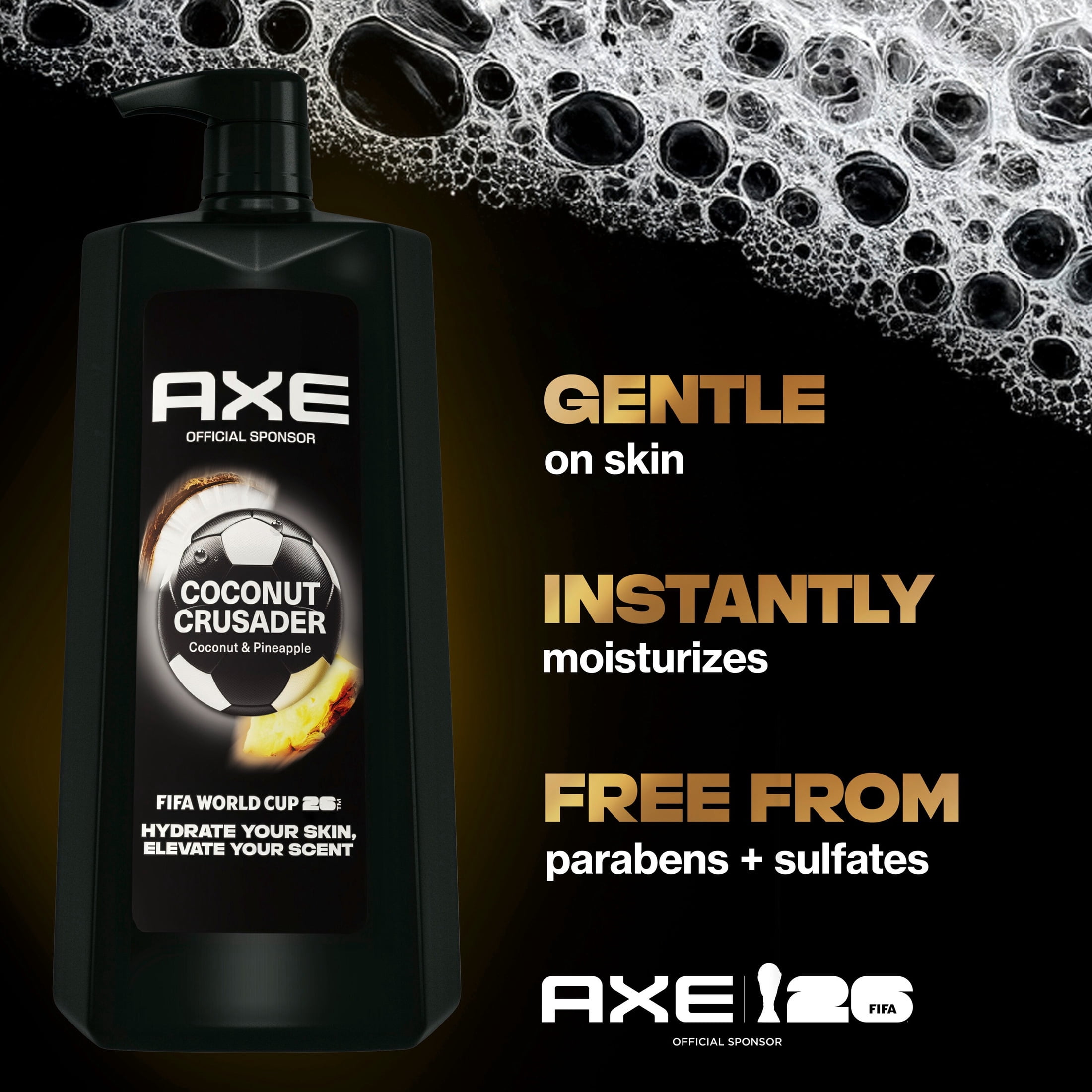 Axe Body Wash Moisturizing Coconut Crusader Paraben-Free & Sulfate-Free, 32 fl oz Pump