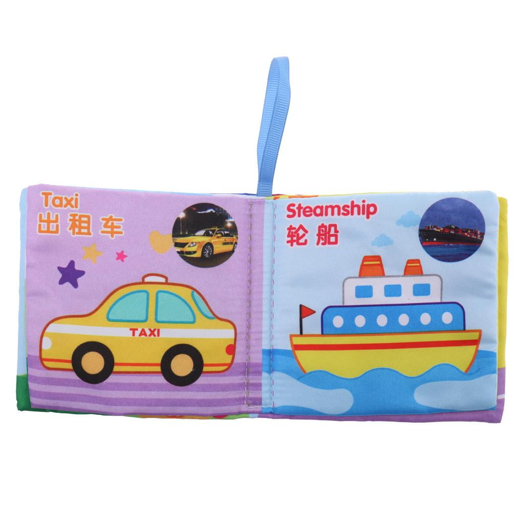 Baby Kids Cognize Chinese English Shapes 8pcs Cloth Sound Book Educational Toy 