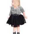 thumbnail image 2 of XinLfly Girls' Suit Check Mesh Ruffle Dress Red and Black White Plaid Long Sleeve with Button One Piece Fluffy Skirt with Belt,Black,3-4T, 2 of 8