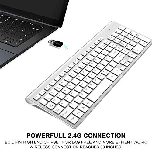 J JOYACCESS 2.4G Slim and Compact Wireless Keyboard-Black and Grey Wireless Keyboard 