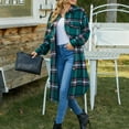JingHai 2024 Women's Plus Size L4Xl Long Flannel Plaid Shacket Jacket