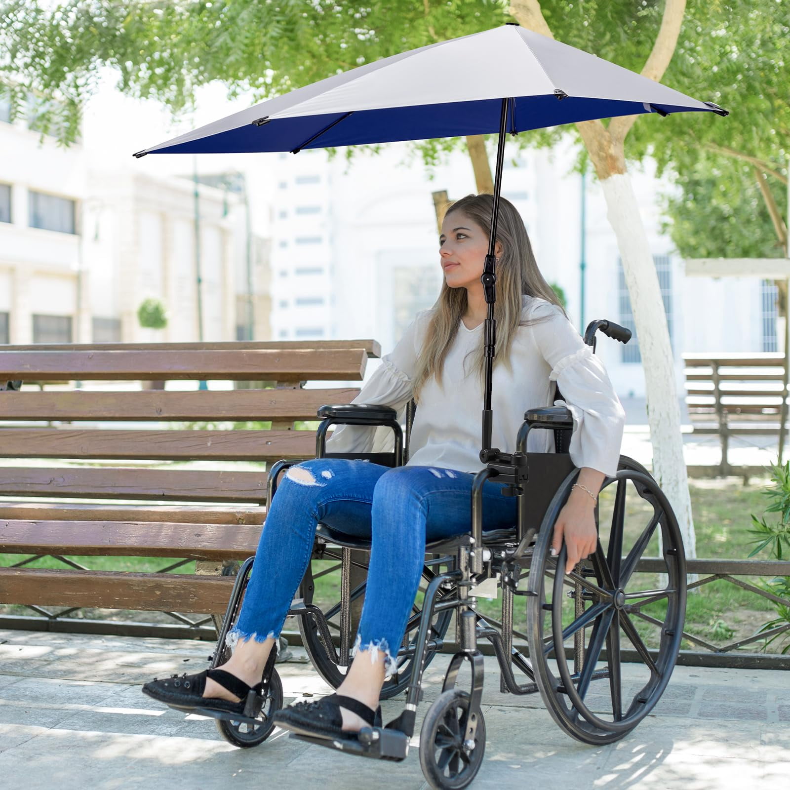 G4Free UPF 50+ Adjustable Chair Umbrella with Universal Clamp, XL UV Protection Sun Shade for Beach, Stroller, Wheelchair, Golf, Patio
