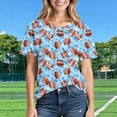 thumbnail image 5 of Womens Football Graphic Tee - Sky Blue Watercolor Print T-Shirt, Stretchy Casual Crewneck Top for Game Day, Plus Size Available,Size 2XL, 5 of 7