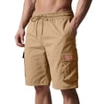 thumbnail image 2 of RYDCOT Mens Cotton Loose Drawstring Twill Cargo Shorts with Full Elastic Waist and Muti Pocket Khaki, 2 of 9