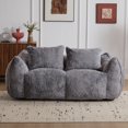 thumbnail image 2 of Giant Bean Bag Chair for Adults, Ultra Soft Loveseat Chase Lounge Chair with 25" Deep Seat, Faux Fur Reading Chair for Living Room, Grey, 2 of 6