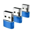 thumbnail image 1 of 3 piezas 3.1 a USB 2.0 Adaptador de enchufe de transferencia rápida de datos hembra a macho para Azul, 1 of 9