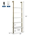 thumbnail image 2 of Gymax 5-Tier Ladder Shelf Wood Wall Mounted Display Bookshelf Metal Frame Bronze, 2 of 10