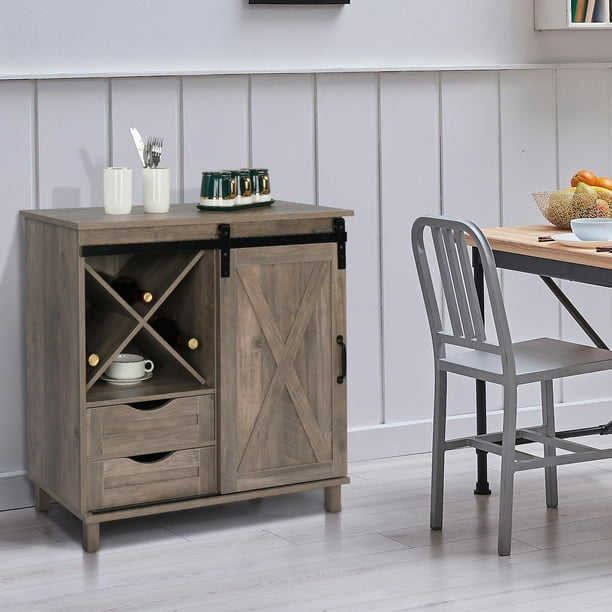 Zimtown Mueble Buffet Rústico de Madera Mueble Bar de 2 Secciones con Bodega Zimtown contemporary