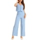 thumbnail image 2 of Conjunto de dos piezas casual de tank top sin mangas de lino con cuello en V y pantalones de pierna ancha para mujer, XL, azul claro, 2 of 6