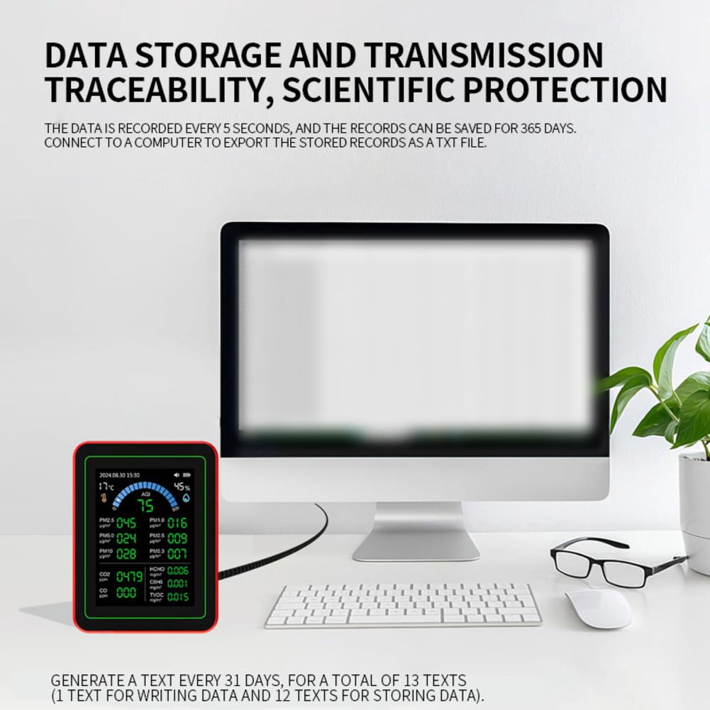 18-In-1 Air Quality Tester Comprehensive Aqi Monitor Indoor Monitoring