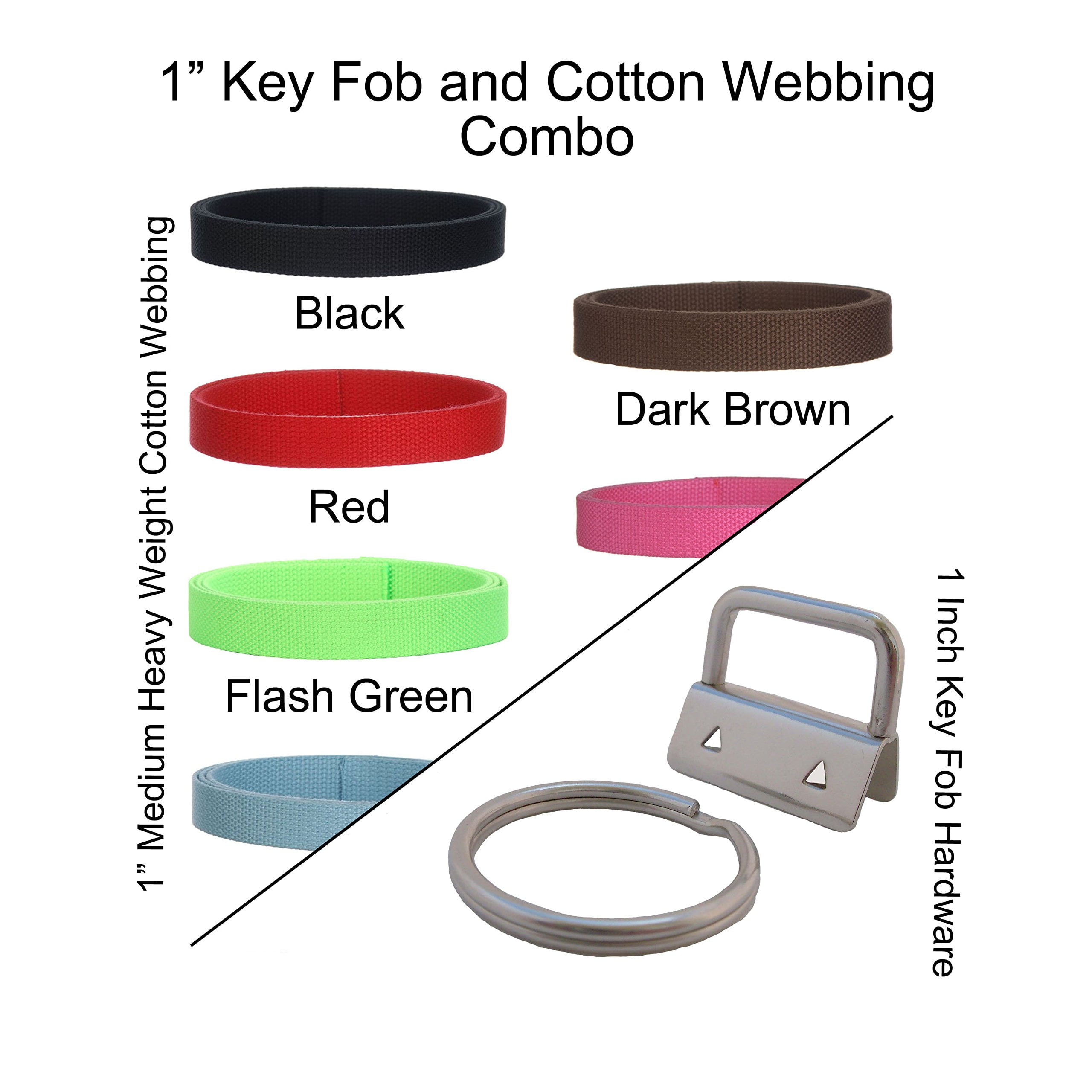 1" Key Fob Hardware and 1" Cotton bing Combo (10 Key Fobs/5 Yards