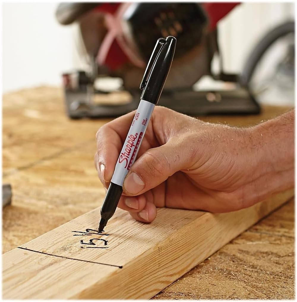 Sharpie Industrial Permanent Markers, Fine Point, Black, Box of 12