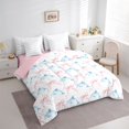 thumbnail image 2 of jejeloiu Watercolor Dolphin Bow 7-Piece Twin Bedding For Girls,Sweet Nautical Theme Bedding Comforter Set,Pastel Blue,Pink Reversible, 2 of 7