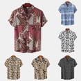 thumbnail image 6 of Mens Fashion 3D Decorative Pattern Button Shirts Ethnic Style Short-sleeved Tops, 6 of 7